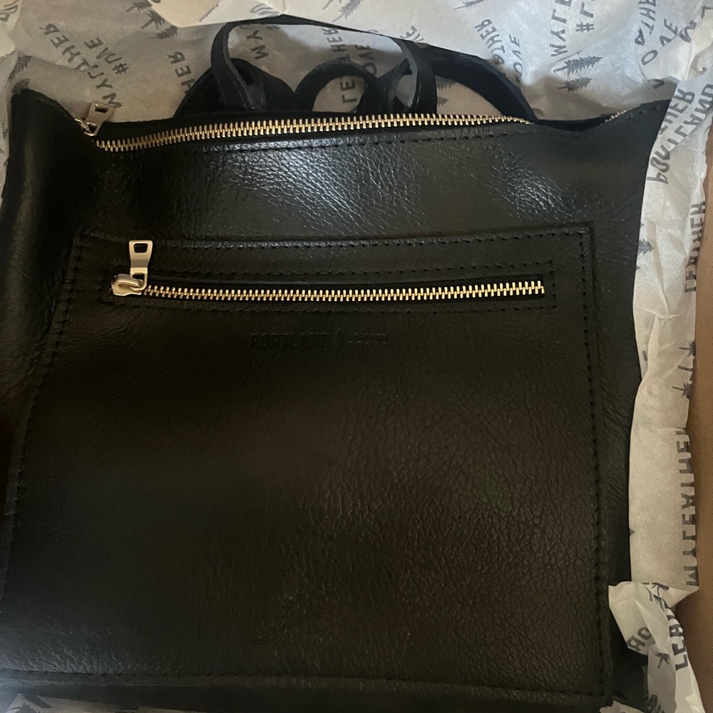 Portland Leather Black Mini Backpack